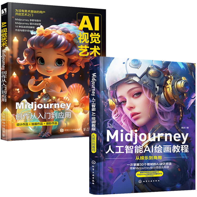 AI視覺藝術:Midjourney創作從入門到應用+Midjourney人工智能AI繪畫教程:從娛樂到商用(全兩冊)