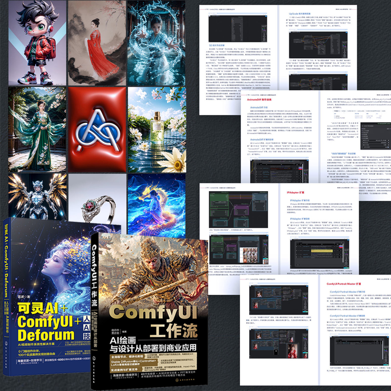 2025新書推薦:【ComfyUI工作流:AI繪畫與設計從部署到商業應用+可靈AI+ComfyUI+Deforum人工智能AI視頻製作技巧大全】全兩冊